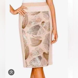 BCBGMaxAzria Blush and Gold Sequin Pencil Skirt